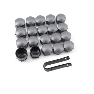 Wheel Locking Bolt Cover & Lug Nut Center Caps, 20pcs., Black, 17mm 