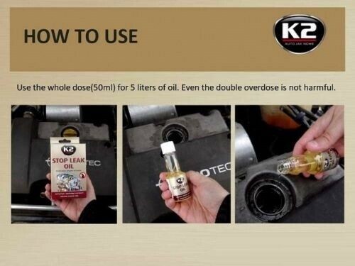2 x Leak-Stop additive for oil  - K2 OIL LEAK-STOP, 50ml. 