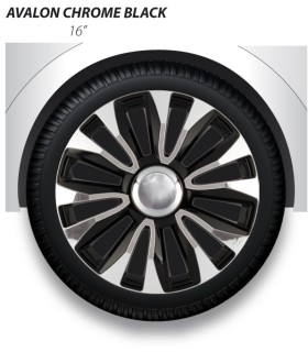 Hubcap set - AVALON CHROME BLACK, 16"