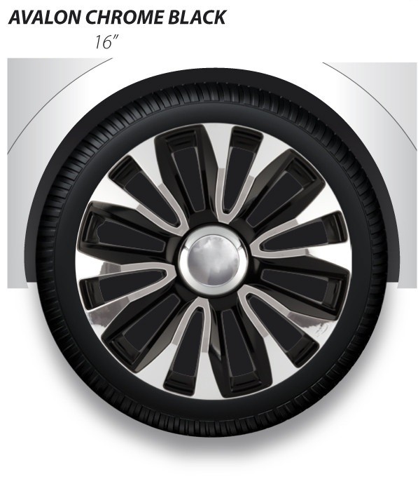Hubcap set - AVALON CHROME BLACK, 16