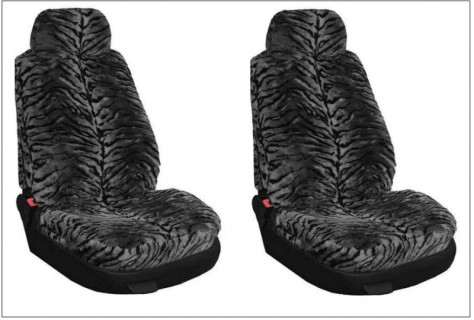 Universal seat cover set, fur, dark grey tiger