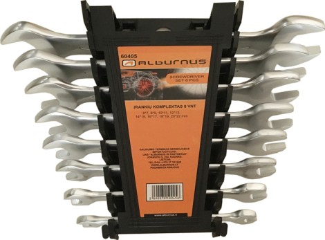 Set of 8 open end spanner, 6-22mm 