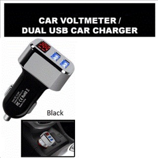 Digital car Voltmeter 2xUSB Charger (2.1A & 1.0A), 12 V / 24 V 