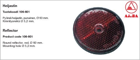 Reflector red, diam.60mm