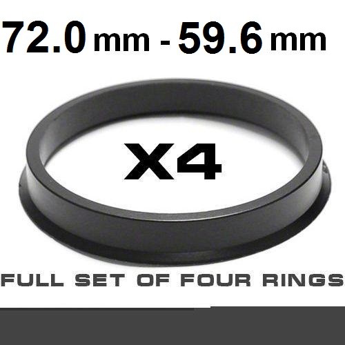 Wheel hub centring ring  72.0mm ->59.6mm