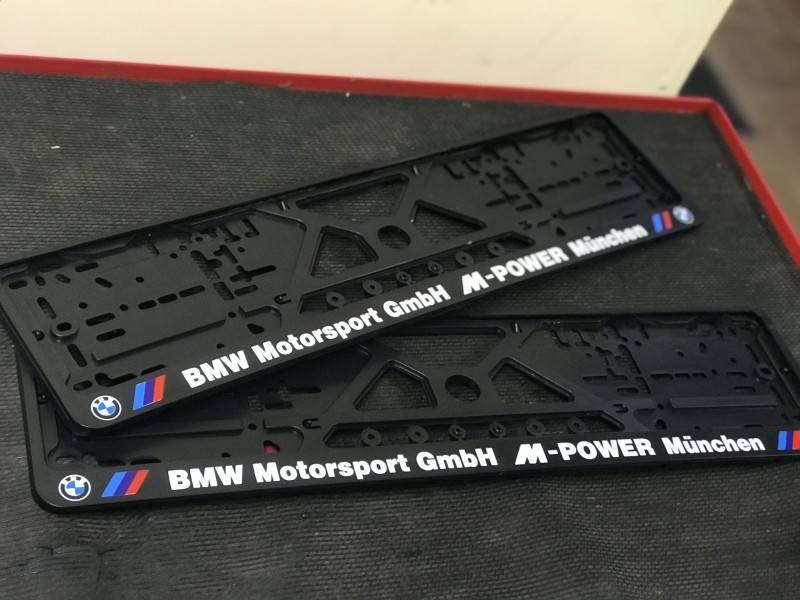 2PCS x Plate number holder - BMW Motorsport Gmbh M-POWER Munchen