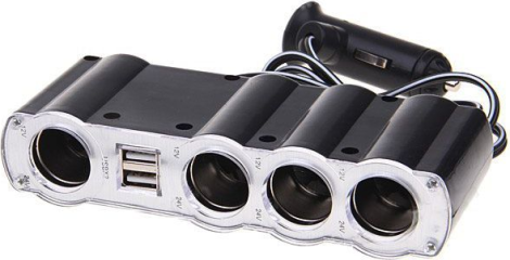 Cigarette lighter splitter, 12V  (4х + 2usb)