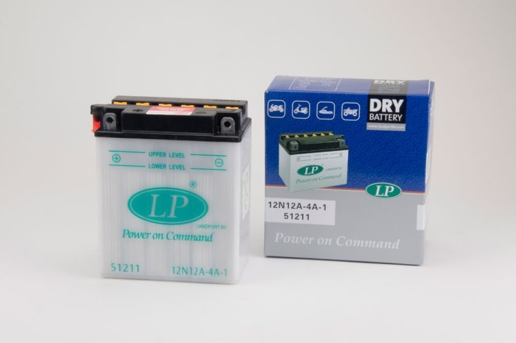 Moto batterie (dry, w/t acid) - Landport 12A, 12V 