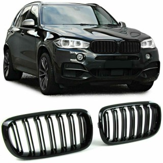 Radiator grills for BMW X5 F15 (2013-2022), black glossy (2pcs)