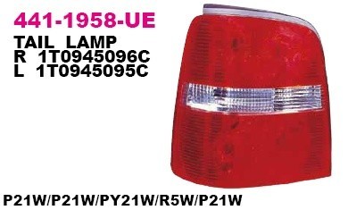 Rear tail light VW Touran (2003-2006), left side
