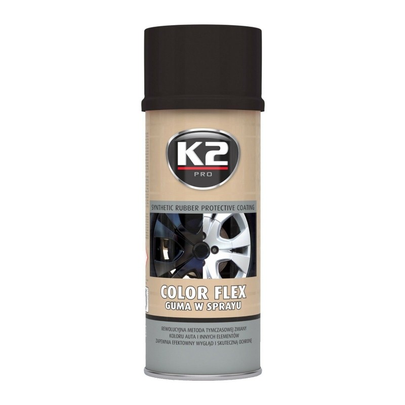 Black Matt color rubber-type paint - K2 COLOR FLEX, 400ml.