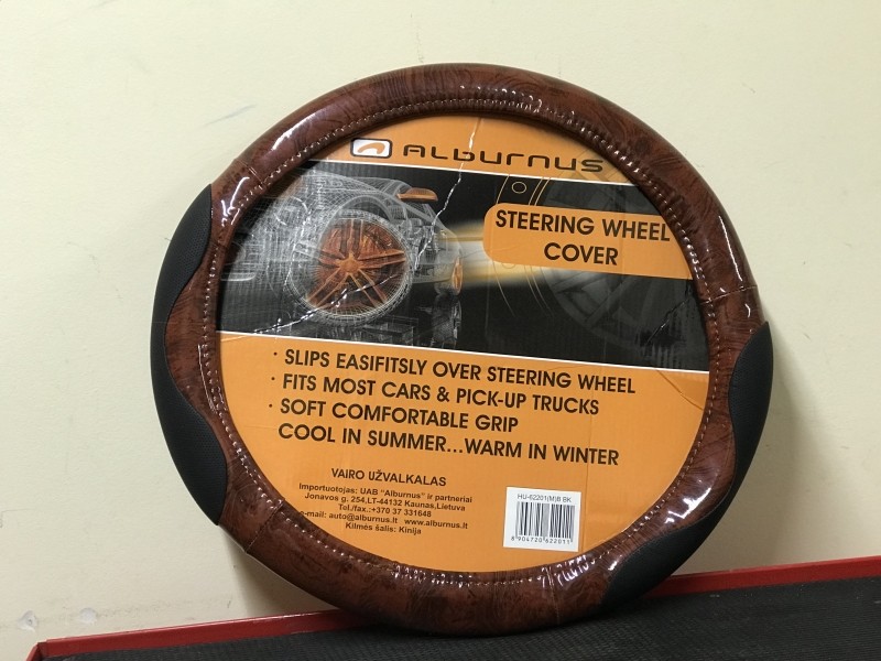 Wheel cover, black/wood imitation, 37-39cm 