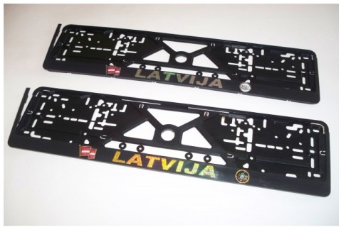Relief plate number holder  - Latvija/flags