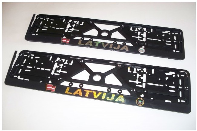 Relief plate number holder  - Latvija/flags