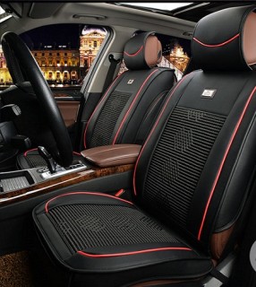 Leather imitation car seat cover set with textile inserts (with zippers)