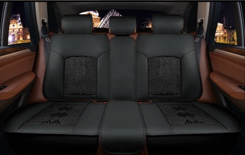 Leather imitation car seat cover set with textile inserts (with zippers)