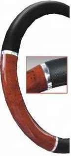 Wheel cover,black/chrome/wood imitation, 37-39cm