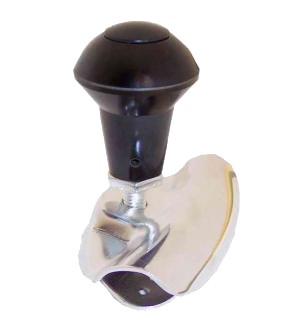 Steering wheel knob, black/hrome
