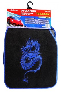Universal floor mat set - Dragon, blue