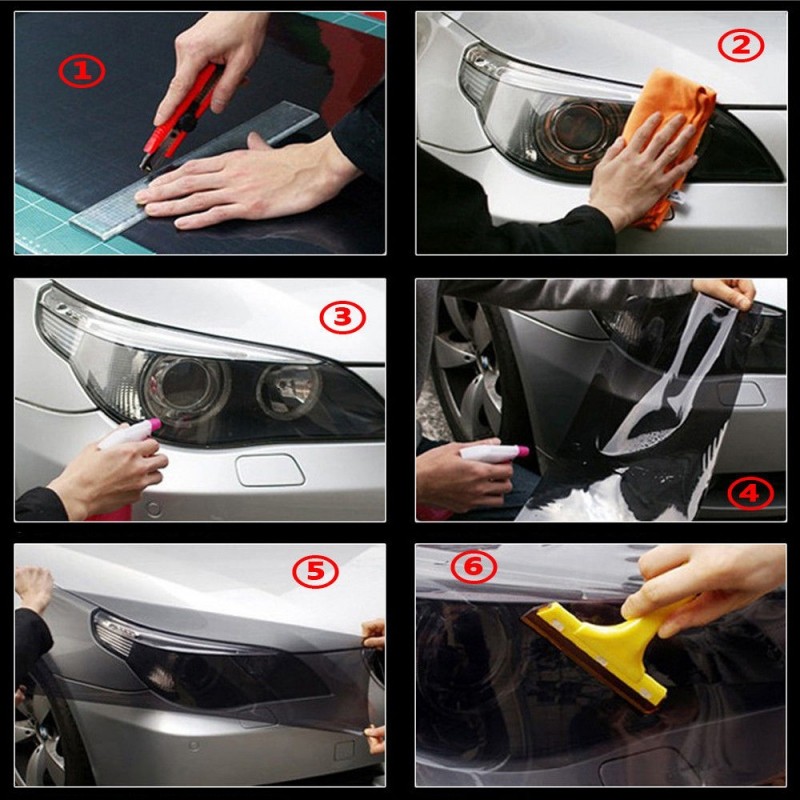 Headlight/Taillight Dark Matt Black Vinyl Film , 30cmx90cm