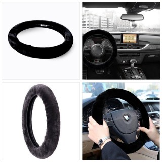 Goat fur wheel cover, black 37-39cm 