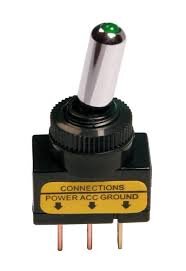 LED green switch, 20A, 12V  