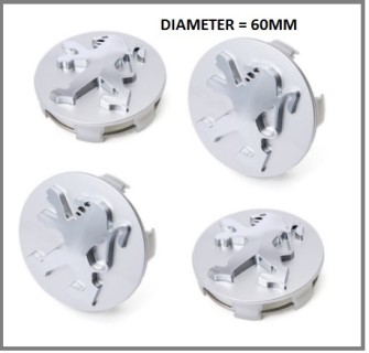 Discs inserts/caps set - Peugeot, 4x d-60mm
