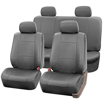 Leather imitation car seat cover set with zippers - VILKAN BARON, grey color