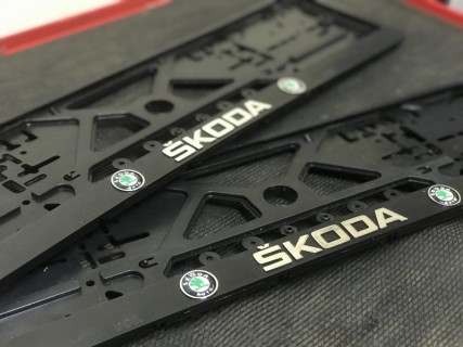 2pcs x 3D number plate holder - SKODA 