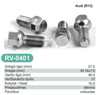 Wheel bolt M14x1.5x27mm 