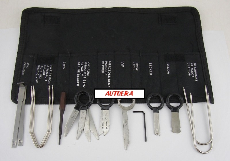 Car radio removing tools set (for lots of car makes)