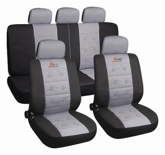 Universal car seat cover set, black/grey