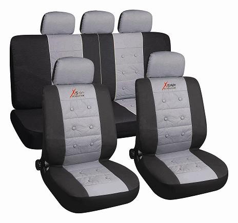 Universal car seat cover set, black/grey