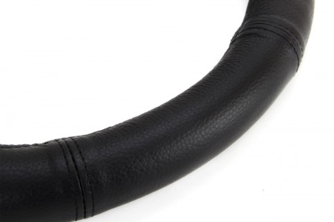 Leather steering wheel cover - AMIO 39-41cm, black 