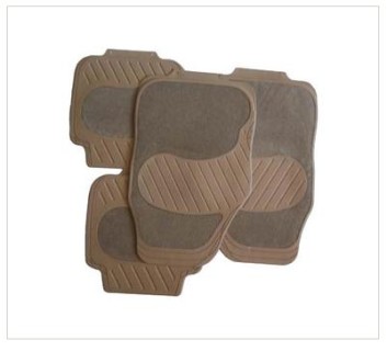 Rubber floor mats set , beige color