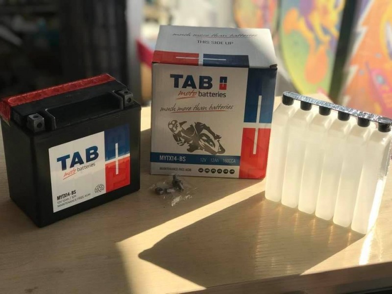 Moto batterie (dry, comes with acid) - TAB 12Ah, 12V