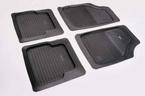 Rubber floor mats set AKCENT, black color