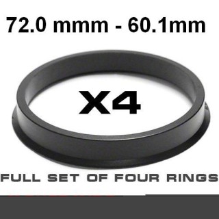 Wheel hub centring ring  72.0mm ->60.1mm