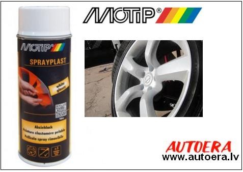 White glossy rubber-type paint Motip Plasti Dip, 400ml.  