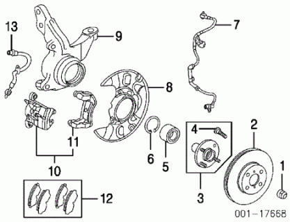 Front brake disk cover Toyota Corolla Verso (2001-2004), right side