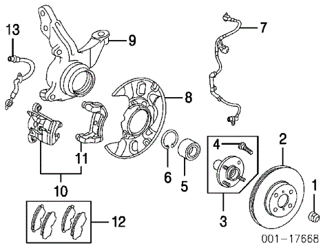 Front brake disk cover Toyota Corolla Verso (2001-2004), right side