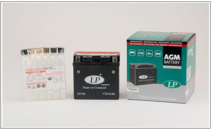 Moto battery - LandPort AGM (with acid) 6A, 12V