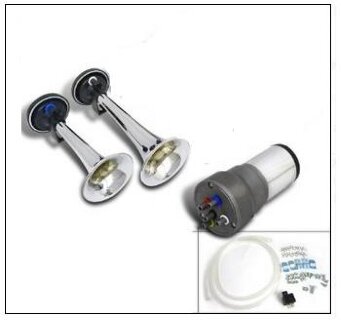Sound horns, chrome, 12V