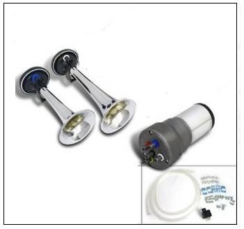 Sound horns, chrome, 12V