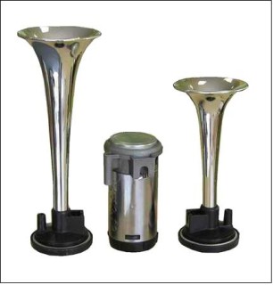 Sound horns, chrome, 12V