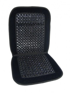 Seat cover with wood inserts, black