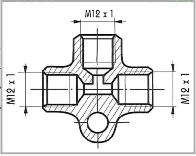 Brake lineconnector T-type, 12x1mm