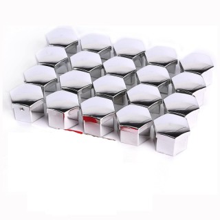Set Of 19mm HEX Metal Wheel Nut / Bolt Caps Covers In Chrome, 20pcs.