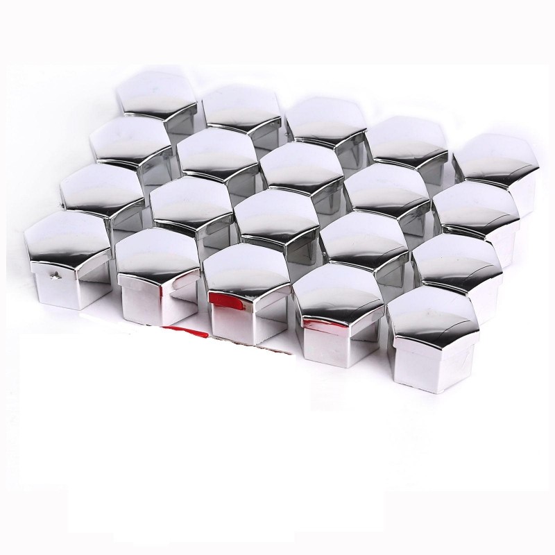 Set Of 19mm HEX Metal Wheel Nut / Bolt Caps Covers In Chrome, 20pcs.