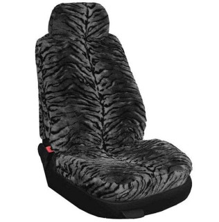 Universal seat cover set, fur, dark grey tiger